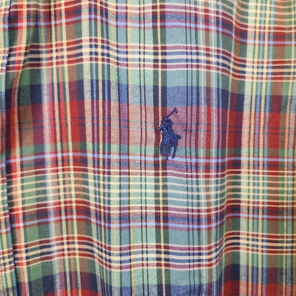 Ralph Lauren Blue Plaid Long Sleeve Button Down Shirt Mens Large Pony Classic - Picture 3 of 7